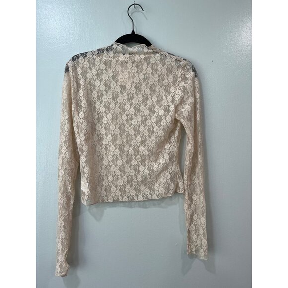 Emory Park‎ Women's high neck lace top in taupe Size Small NWT - Picture 2 of 10